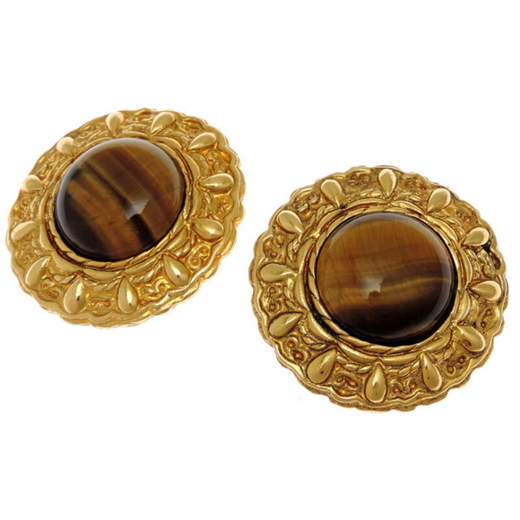 Chanel Tiger Eye Earrings for Women, GP Brown - Picture 1 of 4